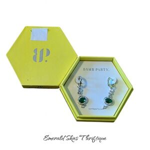 Bomb party dangle emerald quartz earrings free shipping